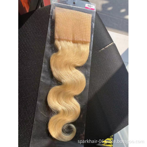 SPARK 13*4 Frontal Virgin Brazilian 613 Blond Human Hair 4x4 Swiss Lace Closure Extension for Women Blonde Silky Straight Wave